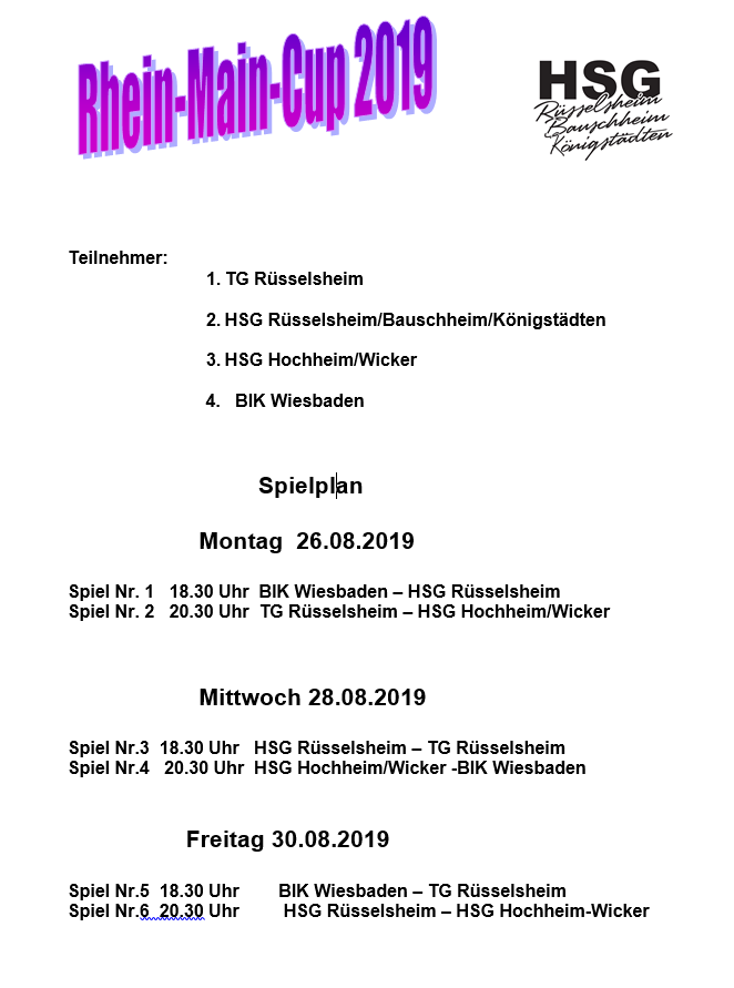 Spielplan RMC 2019